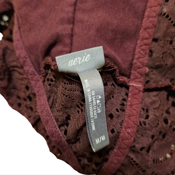 Aeri Racerback Lace Bralette, Burgundy, Medium - Picture 8 of 10